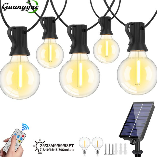 Grensk Solar-Lichterkette für den Außenbereich mit warmweißen LED-Kugeln aus Glas in Schwarz und Transparent - Bild 1