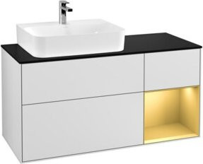 V&B Finion Waschtischunterschrank mit LED-Beleuchtung und Regalelement in Weiß lackiert, Breite: 120 cm - Bild 1