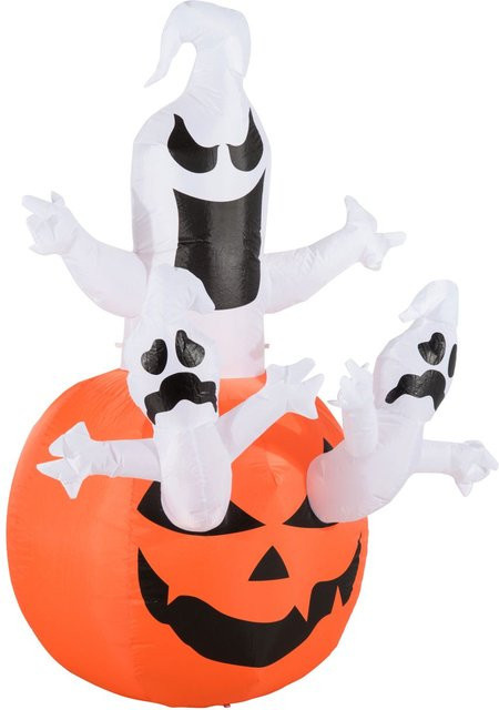 HOMCOM Aufblasbarer Kürbis Geist Halloween Luftfigur mit LED Beleuchtung, H x B x T: 180 x 120 x 120 cm - Bild 1