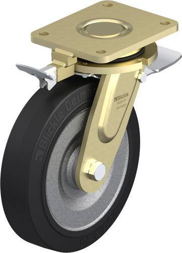 Blickle Lenkrolle LS-SE 250K-ST-RI4 mit Feststeller in Schwarz Anthrazit Silber, Rad-Durchmesser: 25 cm, Tragfähigkeit: 850 kg - Bild 1