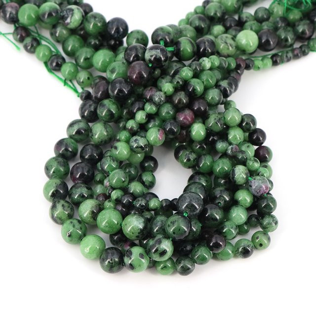 Strang Naturstein Perlen, Rubin, Zoisit, Jade, Unisex - Bild 1