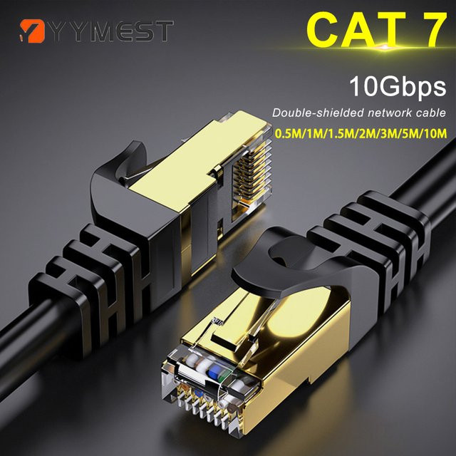 CAT7 Ethernet-Kabel RJ45 LAN-Netzwerkkabel für Computer, Router und Laptop, Schwarz - Bild 1