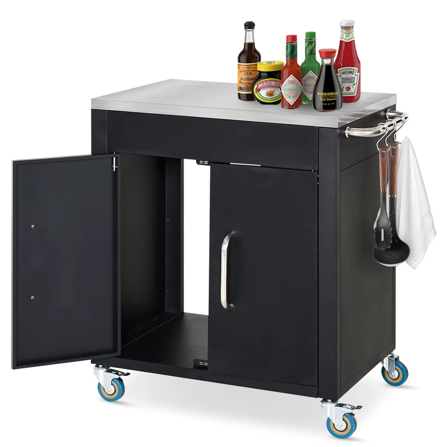 HOMCOM Küchenwagen in Schwarz mit Edelstahlgriff und Rollen, B/T/H: 50 x 50 x 86,5 cm - Bild 7
