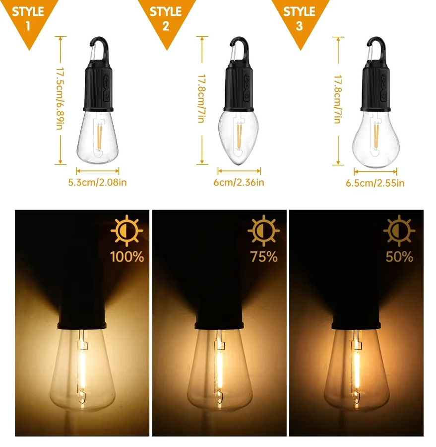 XIWANGFIRE Tragbare LED Camping Laterne mit USB-Ladefunktion und Haken für Outdoor, Angeln und Notfälle - Bild 2