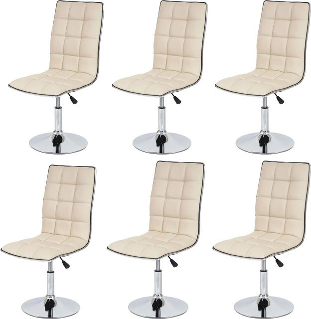 CHEFGASTRO Esszimmerstuhl 6er-Set in Beige mit Kunstleder und gestepptem Rautenmuster, H x B x T: 103 x 43 x 54 cm, Sitzhöhe: 41 cm - Bild 1