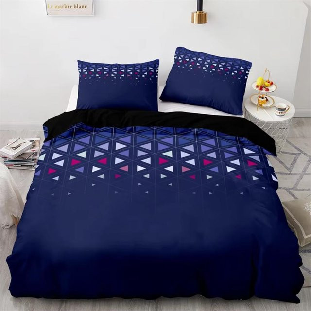Bettwäsche Set Your Warm Home mit 3D Schwarzem Marmor und rotem polygonalem Gitter Design, Microfaser, B/H: 135 x 200 cm - Bild 1