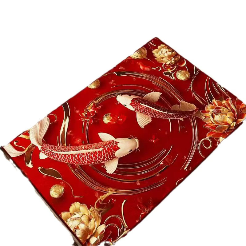 VIKAMA Fußmatte Koi-Familie mit chinesischem Neujahr-Design, rot, rutschfest und schmutzabweisend, B/T: 60 x 40 cm - Bild 3