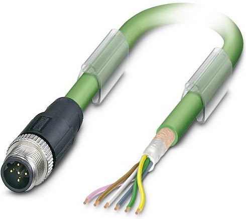 Phoenix Contact Sensor-Aktor-Datensteckverbinder M12 Stecker gerade, 5 Pol, grün, Länge: 5,00 m - Bild 1