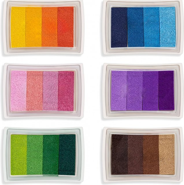 6er-Pack Schwamm-Stempelkissen mit pastellfarbenem Farbverlauf auf Wasserbasis in Multicolour - Bild 1