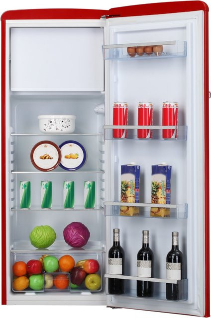Amica Standkühlschrank KSR 364 150 R mit Gefrierfach in Chili Red und Silber, H x B x T: 157 x 55 x 61,5 cm - Bild 1