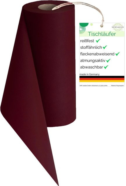 Sensalux Vlies-Tischläufer Bordeaux, wasserabweisend und waschbar, Breite: 30 cm, Länge: 25 m - Bild 1