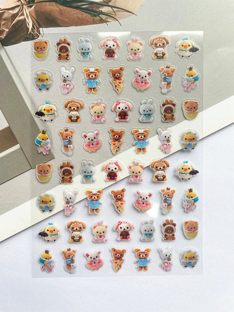 Keeppley Rilakkuma Vierblättriges Kleeblatt Brot Rosa Mini PVC Aufkleber - Bild 1