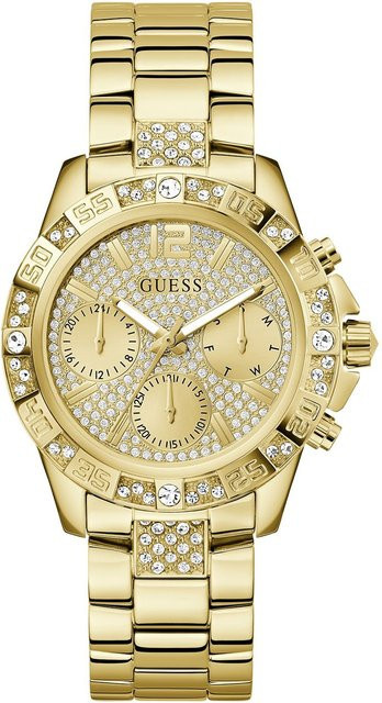 Guess Armbanduhr, Edelstahl, Gold, Zirkonia, Kristall, Quarz, 42 mm, Damen - Bild 1