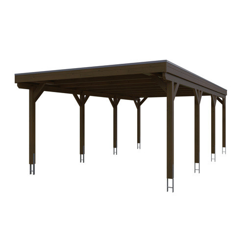 Skan Holz Carport Grunewald mit Aluminiumdach in Nussbaum Braun, B: 427 cm, T: 796 cm, H: 251 cm - Bild 3