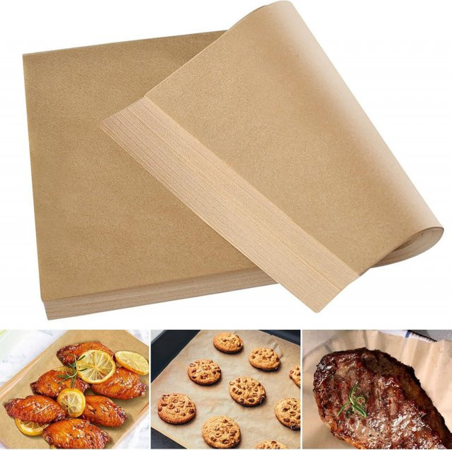 50 Stück rechteckiges Backpapier in Braun, antihaftbeschichtet für Luftfritteusen, zum Backen und Grillen - Bild 1