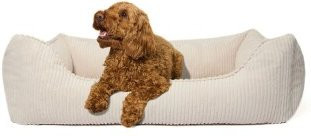 PAW WOW Hundebett ANTON Cord in Beige, Größe M, orthopädisches Sofa mit abnehmbarem Bezug und rutschfester Unterseite