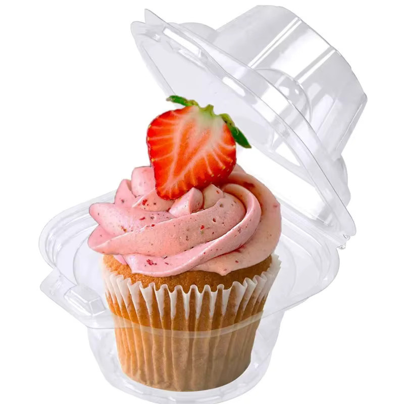 30 Stück quadratische Dessertboxen aus Kunststoff in Transparent für Cupcakes, Sandwich und Käsekuchen mit Snap-Lid Deckel - Bild 3