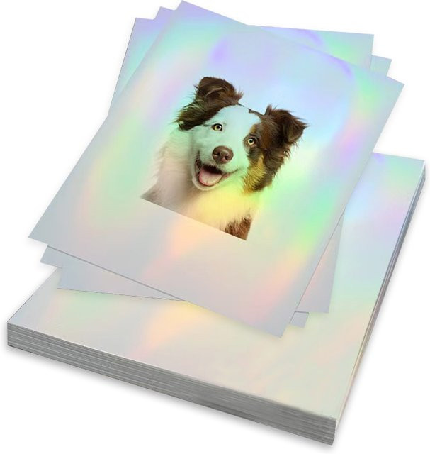 Tonpei 10 Stück A4 holografisches Aufkleberpapier, transparentes Laser-PET-Klebepapier für Tintenstrahldrucker, wasserdicht, B/H: 21,0 x 29,7 cm - Bild 1