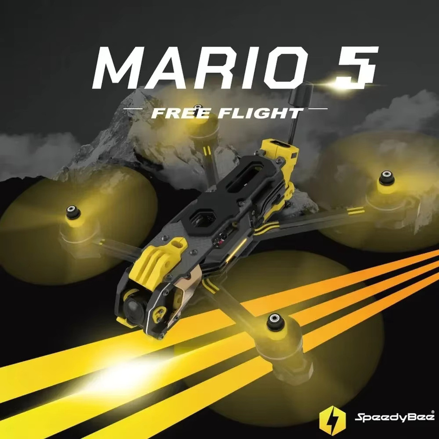 SpeedyBee Mario 5 FPV Freestyle RC Racing Drone Rahmen-Set DC / XH O3-Version in Schwarz mit Kohlefaserplatte - Bild 2