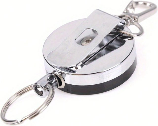 MTMA Einziehbarer Schlüsselhalter mit Teleskop-Seilzug und Gürtelclip aus Metall in Weiß - Bild 1