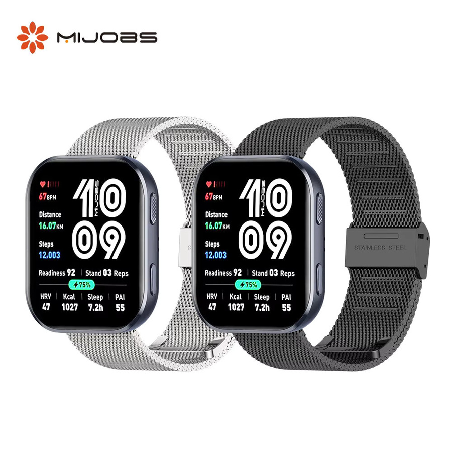 MIJOBS Uhrenarmband Edelstahl, Milanaise, Silber, Amazfit Bip 6, Bip 5, Bip 5 Unity, Unisex - Bild 2