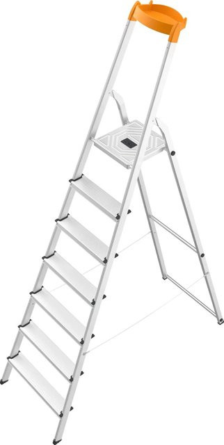 Hailo L58 Sicherheits-Stehleiter aus Aluminium in Silber, 7-stufig - Bild 1