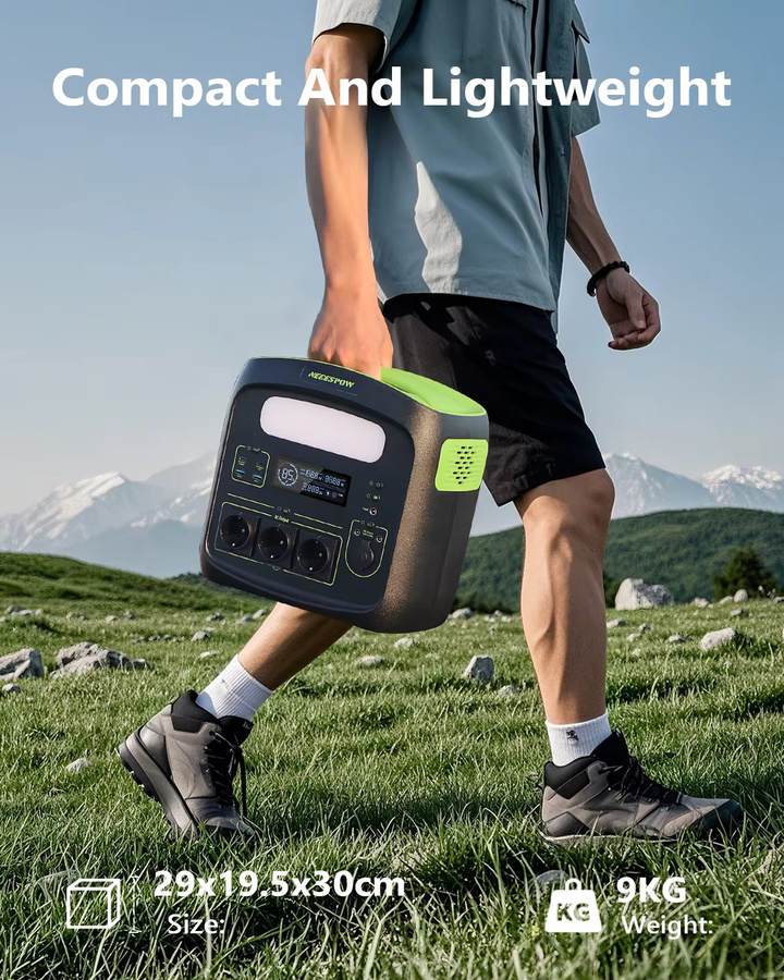 Newsmy N7576 Tragbare Powerstation 700W 460,8Wh Solargenerator mit LiFePO4-Batterie in Schwarz - Bild 3