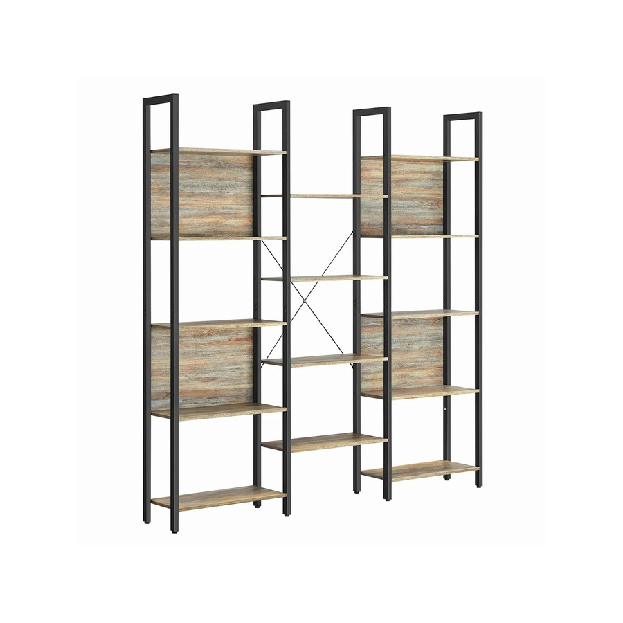 VASAGLE Leiterregal im Industrie-Design mit 14 Ablagen, Braun-Schwarz, B: 24 cm, T: 24 cm, H: 166 cm - Bild 7
