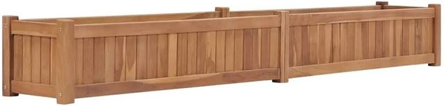 vidaXL Hochbeet aus Massivholz Teak in Braun, B/T/H: 200 x 30 x 25 cm - Bild 1