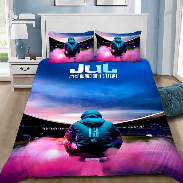 Bettwäsche-Set Lodestar Rapper JuL C'est Pas mit Bettbezug und Kissenbezug in Blau, Material Mikrofaser Polyester, Breite: 210 cm - Bild 1