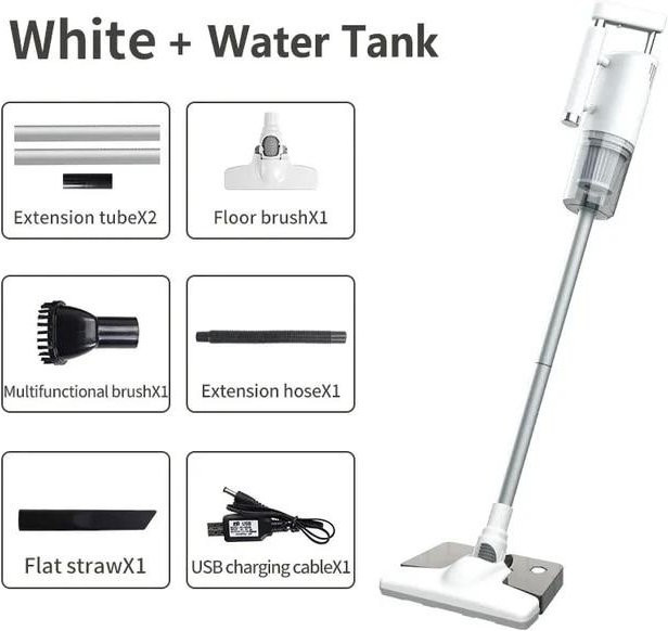 QLY 5-in-1 Akku-Handstaubsauger und Multifunktions-Wischmaschine mit Wassertank, weiß - Bild 1