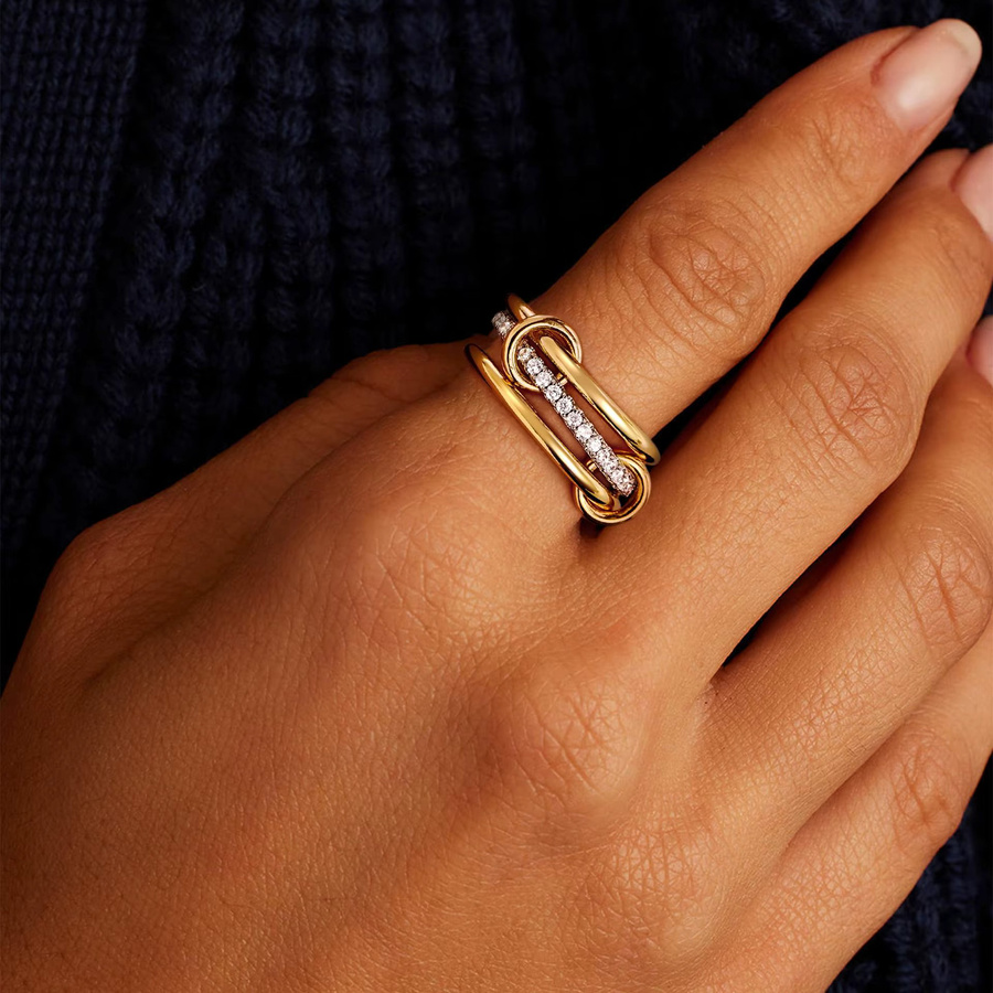 LATS Dreiring-Ring, 14 Karat vergoldetes Kupfer, Bicolor, Damen - Bild 4