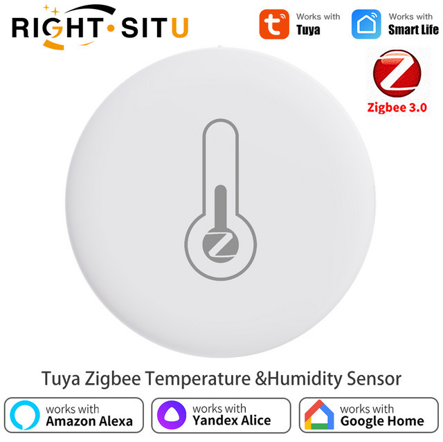 RightSitu Tuya Zigbee 3.0 Temperatur und Feuchtigkeit Sensor Thermometer in Weiß mit App-Steuerung und Smart Home Integration für Alexa und Yandex - Bild 1