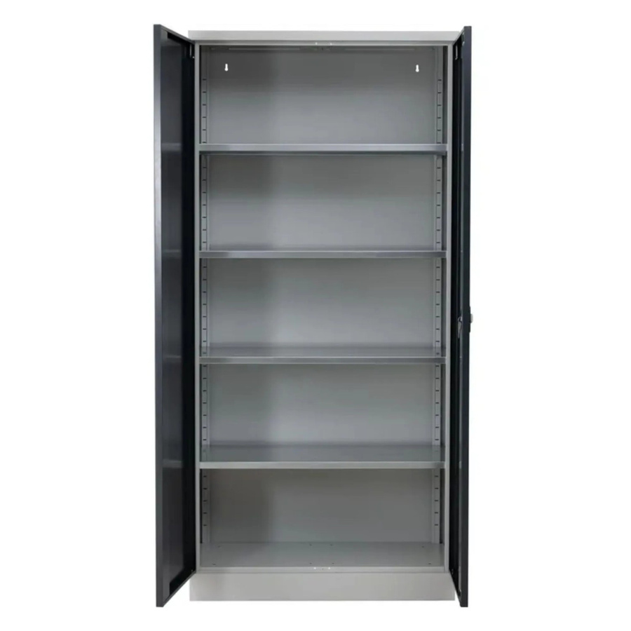 PROREGAL Stahlschrank Bee mit 5 Fachböden und Scharniertüren in Grau und Anthrazit, H x B x T: 195 x 92 x 50 cm - Bild 2
