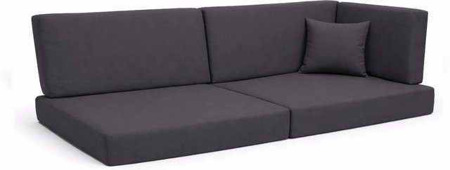 Setgarden Comfort Palettenkissen 6er Set für Outdoor mit Sitzkissen und Rückenkissen in Anthrazit, Sitzkissen B: 120 cm, T: 50 cm, H: 10 cm und Rückenkissen B: 120 cm, T: 40 cm, H: 10 cm - Bild 1