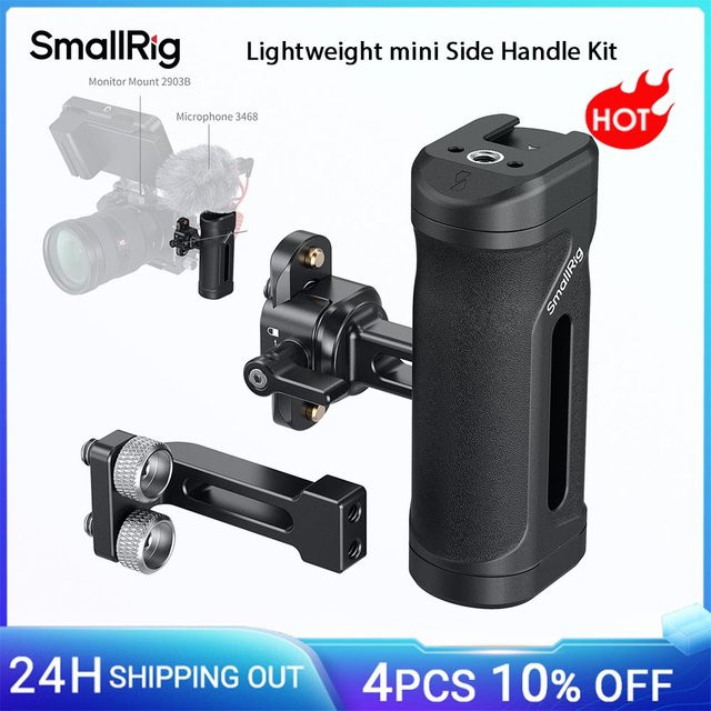 SmallRig Mini-Seitengriff-Set mit NATO-Klemmgriff und 1/4 Zoll-20 Gewindelöchern in Schwarz für Sony und DSLR-Kamerakäfige 5532 - Bild 1