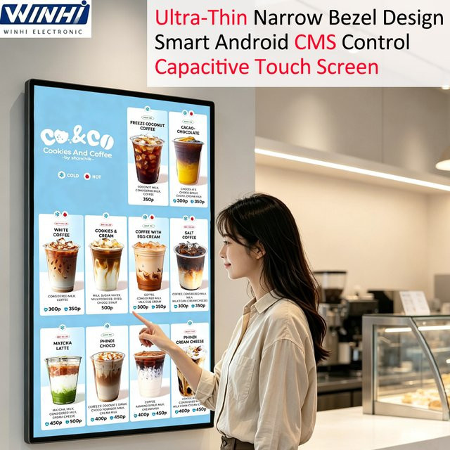 Lanmade Digital Signage Display 4K UHD Android TV Touchpanel LCD-Monitor mit CMS Cloud-Steuerung in Schwarz - Bild 1