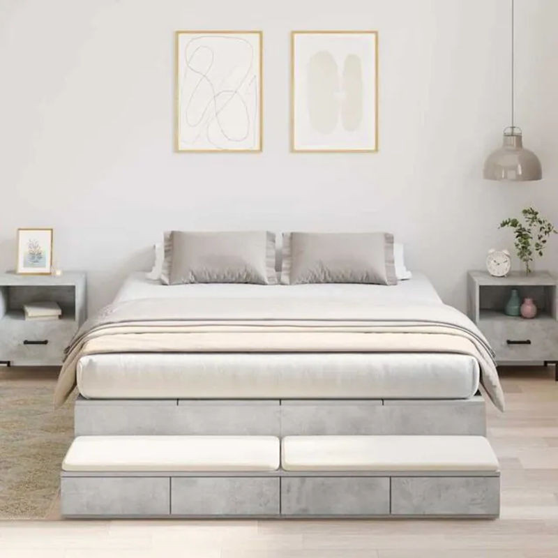 Modernes Aufbewahrungsbett Funktionsbett Vidaxl aus Holzwerkstoff in Grau, B/T/H: 140 x 200 x 31,5 cm - Bild 1