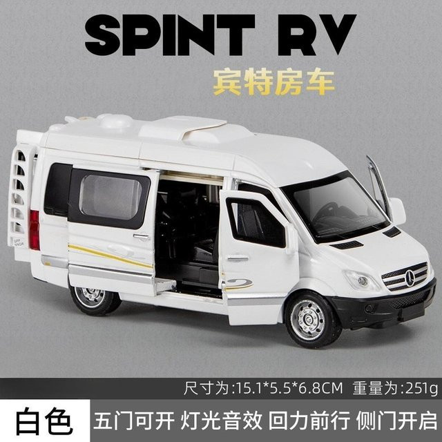 Linyi toy car Sprinter Wohnmobil, Spielzeug Auto Modell, 1:32, Metall, mit Licht, ab 14 Jahren - Bild 1