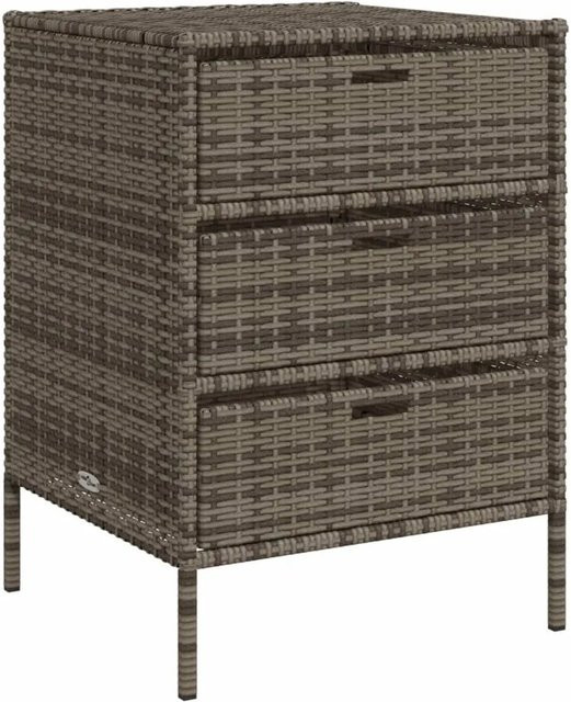 vidaXL Gartenschrank aus Poly Rattan und Metall in Grau mit Türen und Schubladen, B/T/H: 55 x 59 x 80 cm - Bild 1