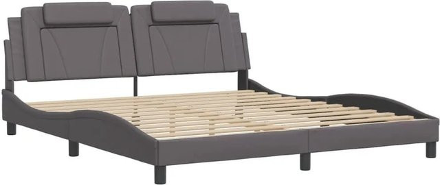 vidaXL Bettgestell Viana mit LED und USB-Ladeport, Grau, B/T/H: 180 x 200 x 185 cm - Bild 1