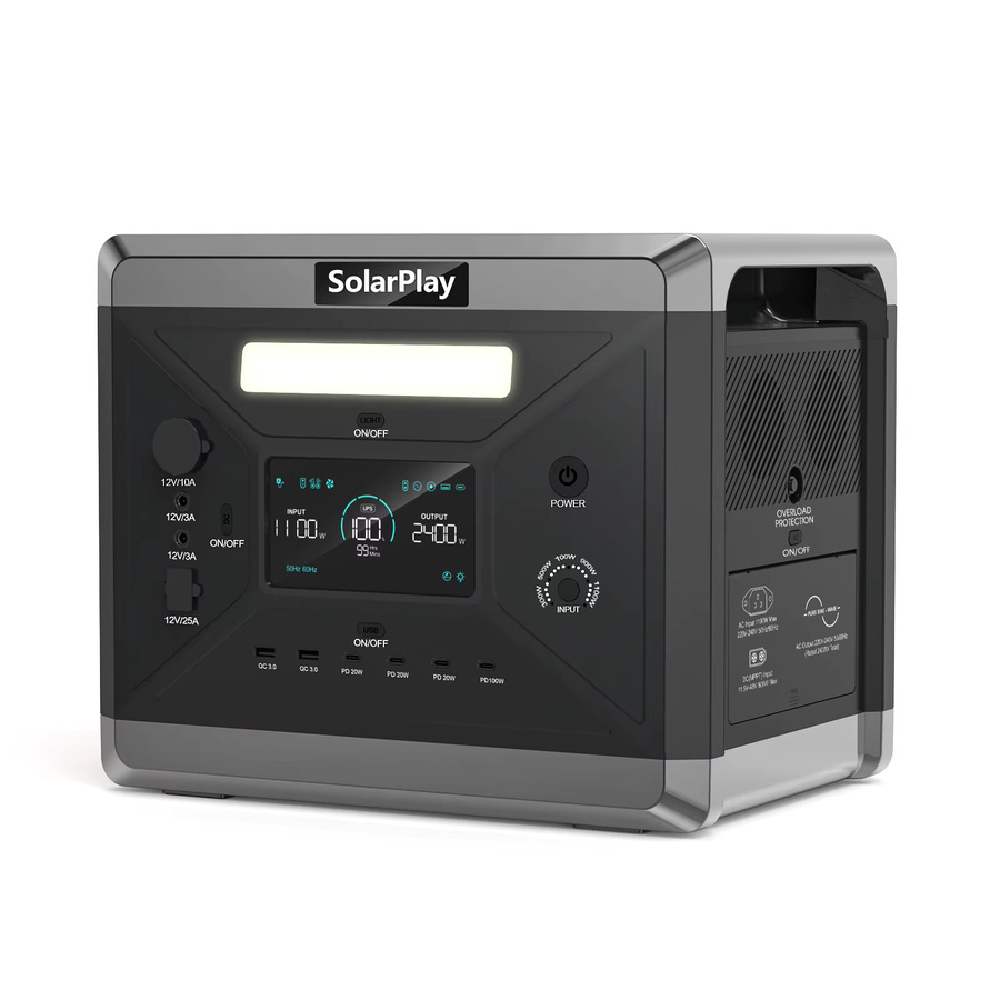SolarPlay Tragbare Powerstation Q2501 in Grau mit 2160Wh Kapazität und 2400W Spitzenleistung für Camping und Notstromversorgung - Bild 6