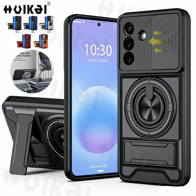 Huikai Schutzhülle für Samsung Galaxy A57 A37 A56 A36 mit Kameraschutz, aufklappbarem Ständer und magnetischer Abdeckung in Schwarz - Bild 1