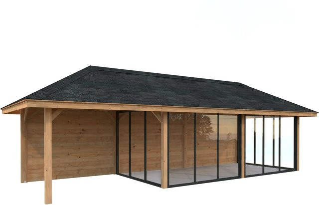 PALMAKO Pavillon Bianca Set 218 Slide in Braun, moderner Holzpavillon mit Teleskopfunktion, B/H/T: 876 x 319 x 300 cm - Bild 2