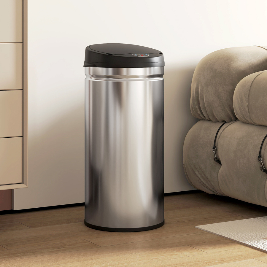 HOMCOM Sensor-Mülleimer aus Edelstahl mit Soft-Close-Deckel, 42 l, Silber - Bild 2