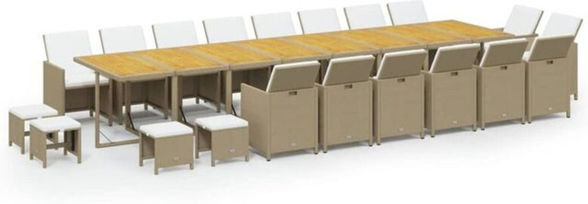 21-teilige Garten-Essgruppe aus Poly-Rattan mit Kissen in Beige von vidaxl - Bild 1
