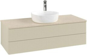 V&B Waschtischunterschrank Antao mit Frontstruktur in Grau lackiert, B/T/H: 120 x 50 x 50 cm - Bild 1