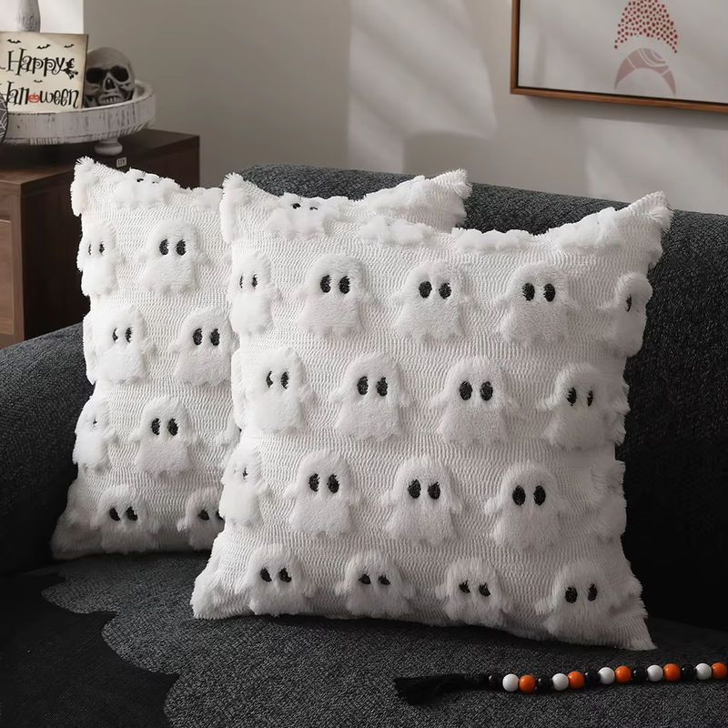 APWIKOGER Halloween Kissenbezug mit Geist und Kürbis aus weichem Plüsch, B/B: 45 x 45 cm - Bild 6