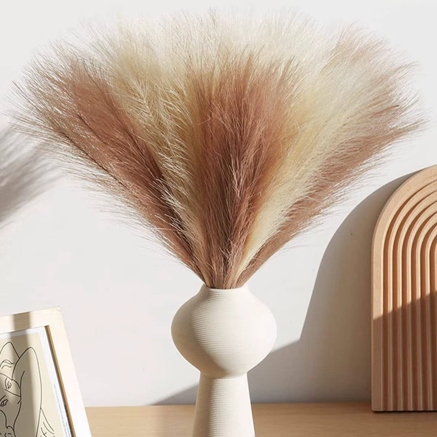 Künstliches Pampas Gras in Beige für Boho-Dekoration, DIY-Kränze und Hochzeitsfloristik, 10 Stück - Bild 1