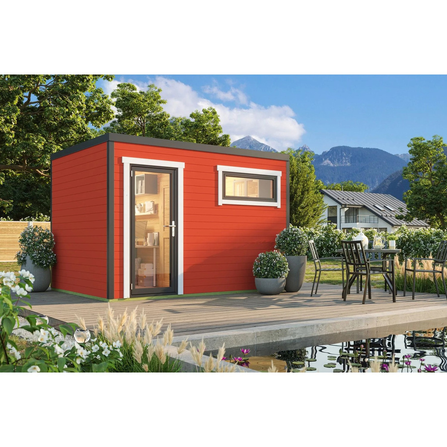 Lasita Maja Gartenhaus Sardinia Flachdach in Schwedenrot B/H/T: 350 x 239,4 x 250 cm - Bild 2